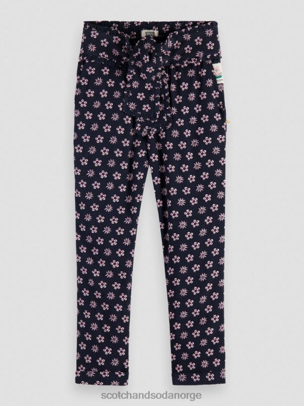 barn høyhøyde avslappet slim-fit beltebukser natt patchwork blomst N40XD759 klær Scotch & Soda