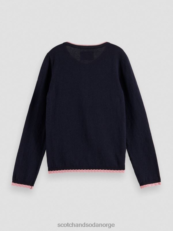 barn strikket cardigan med kontrasttrim natt N40XD735 klær Scotch & Soda