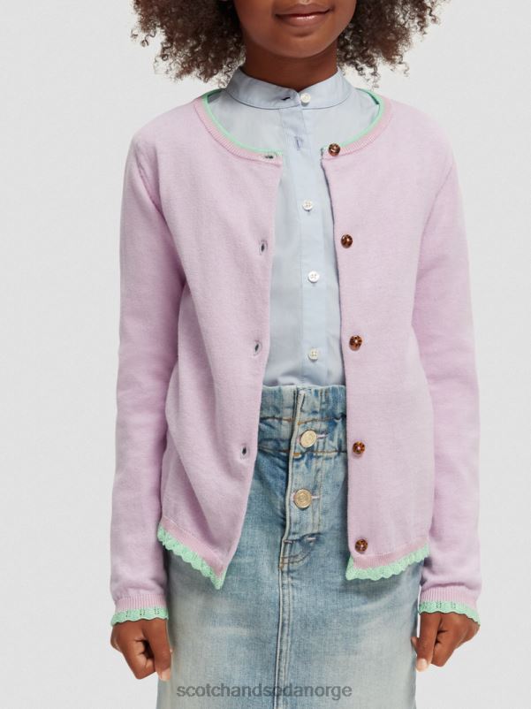 barn strikket cardigan med kontrasttrim orkide N40XD734 klær Scotch & Soda