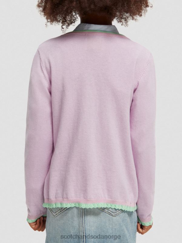barn strikket cardigan med kontrasttrim orkide N40XD734 klær Scotch & Soda