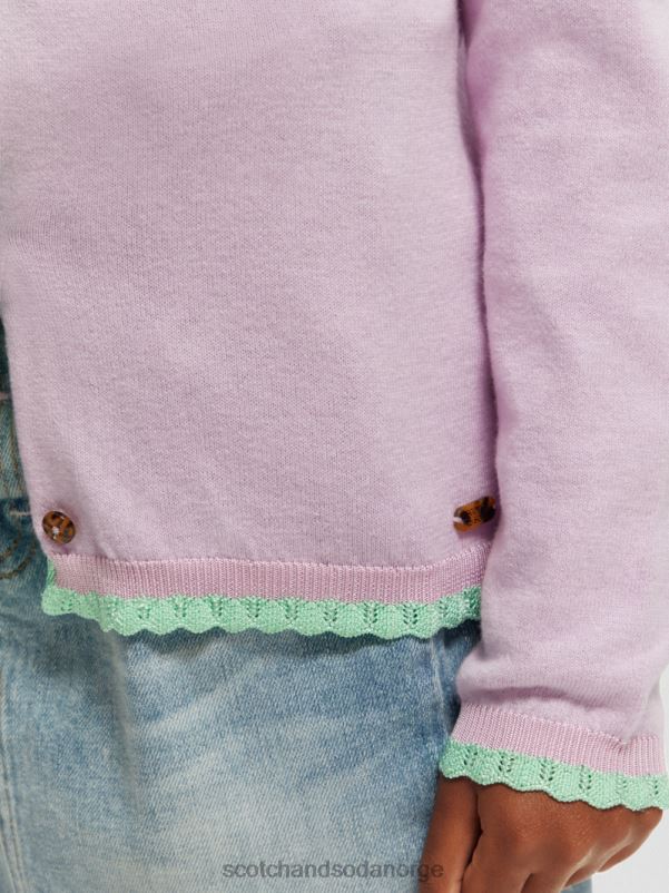 barn strikket cardigan med kontrasttrim orkide N40XD734 klær Scotch & Soda