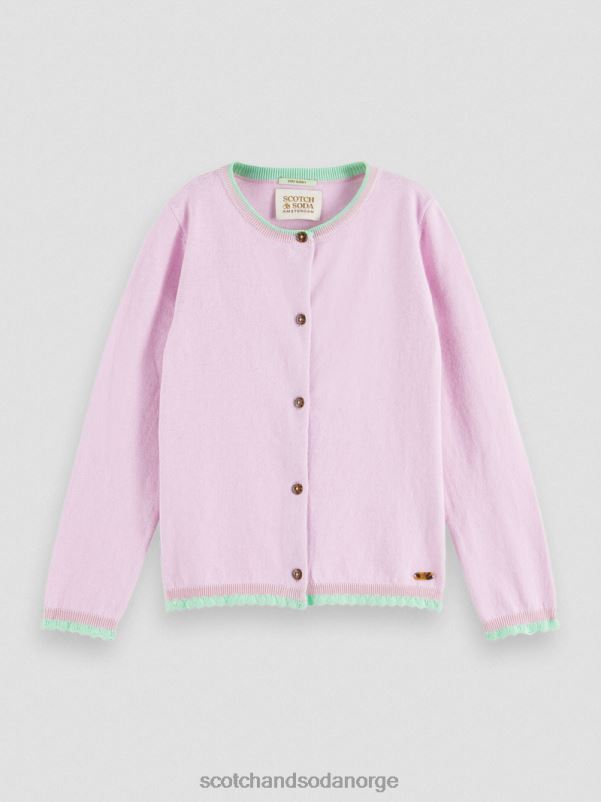 barn strikket cardigan med kontrasttrim orkide N40XD734 klær Scotch & Soda