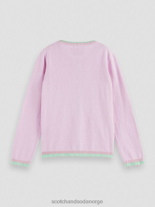 barn strikket cardigan med kontrasttrim orkide N40XD734 klær Scotch & Soda