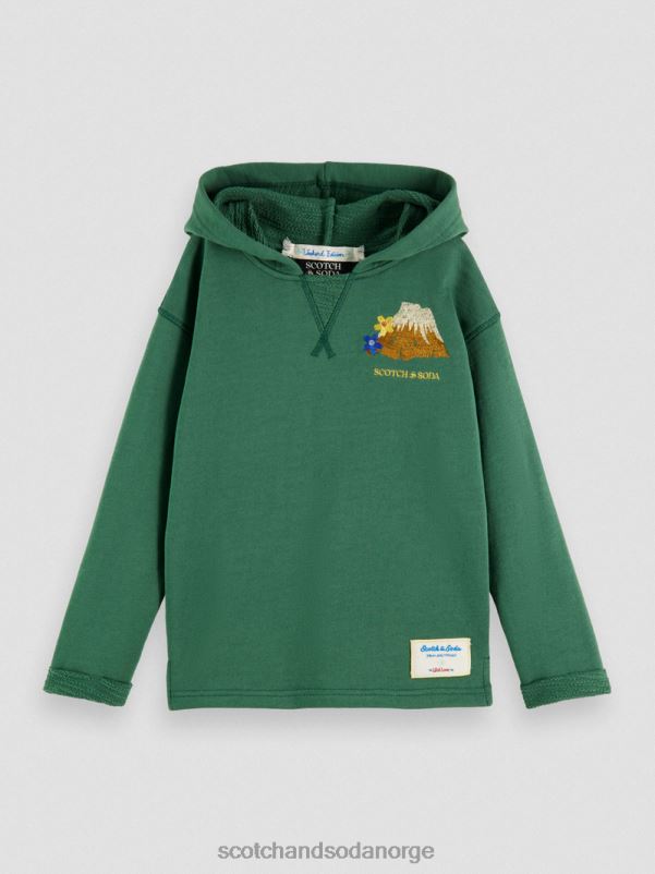 barn brodert kunstverk hettegenser i økologisk bomull militær N40XD774 klær Scotch & Soda