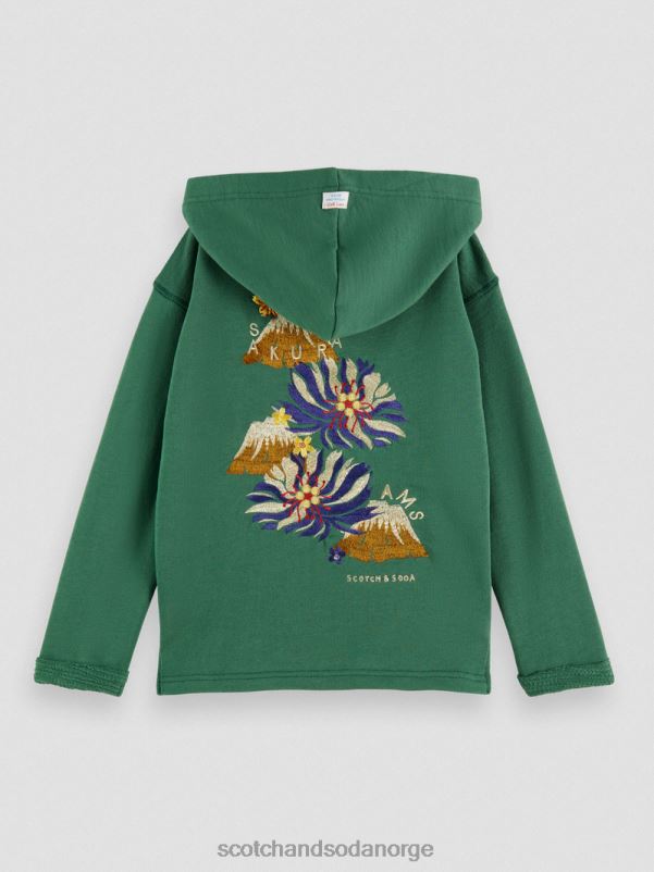 barn brodert kunstverk hettegenser i økologisk bomull militær N40XD774 klær Scotch & Soda