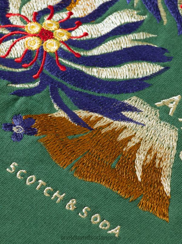 barn brodert kunstverk hettegenser i økologisk bomull militær N40XD774 klær Scotch & Soda