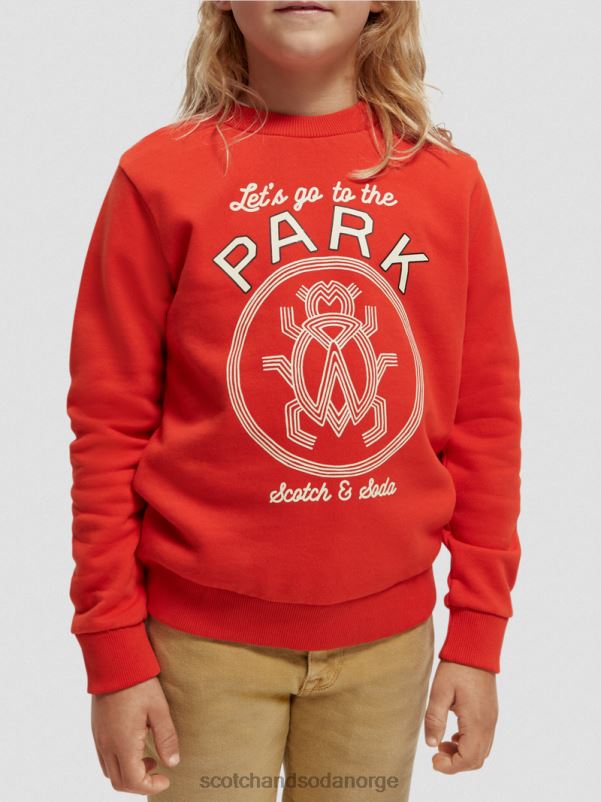 barn kunstverk sweatshirt i økologisk bomull med rund hals tomat N40XD775 klær Scotch & Soda