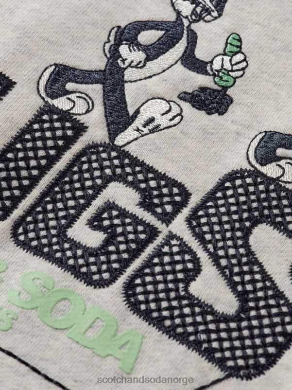 barn looney tunes brodert hettegenser i økologisk bomull off white melange N40XD754 klær Scotch & Soda