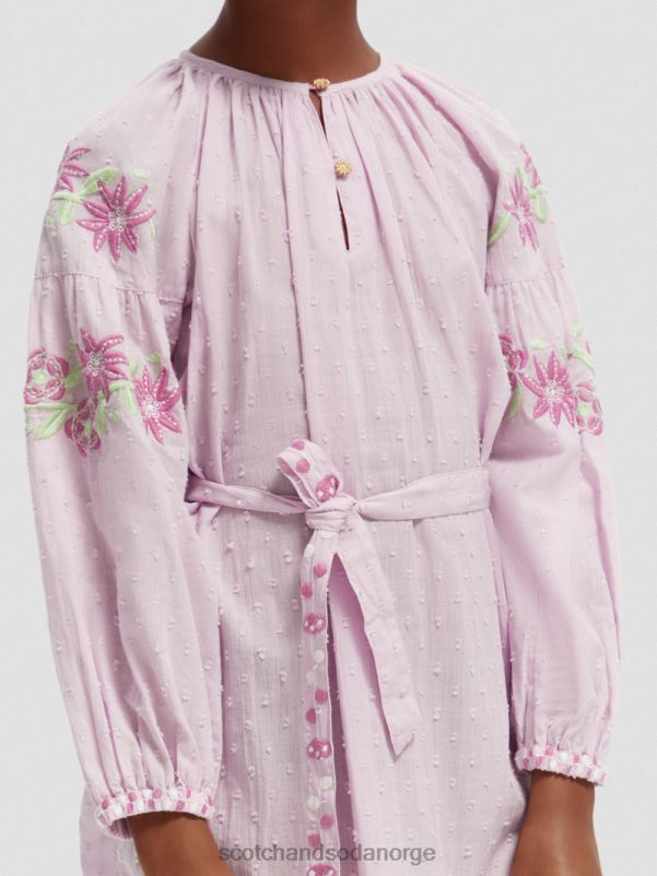 barn brodert minikjole i økologisk bomull orkide N40XD726 klær Scotch & Soda