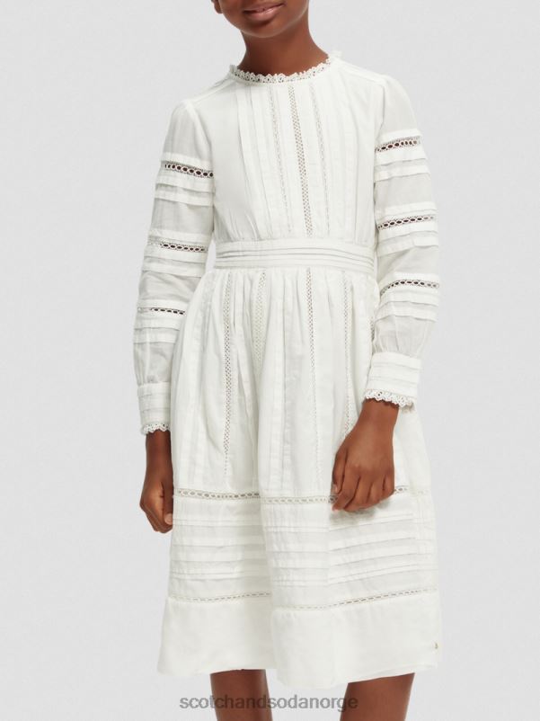barn langermet midikjole i økologisk bomull off white N40XD728 klær Scotch & Soda
