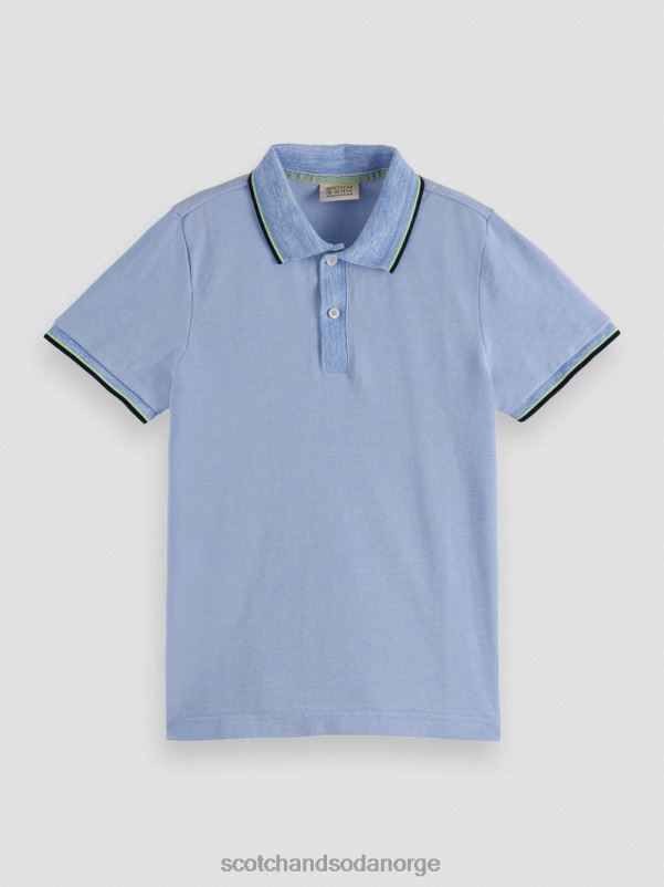 barn polo med kontrasttipp blå melange N40XD780 klær Scotch & Soda