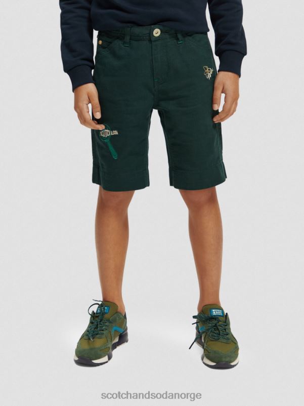 barn broderte kunstverk lin-blandet shorts skog N40XD807 klær Scotch & Soda
