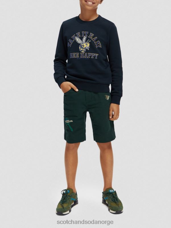 barn broderte kunstverk lin-blandet shorts skog N40XD807 klær Scotch & Soda