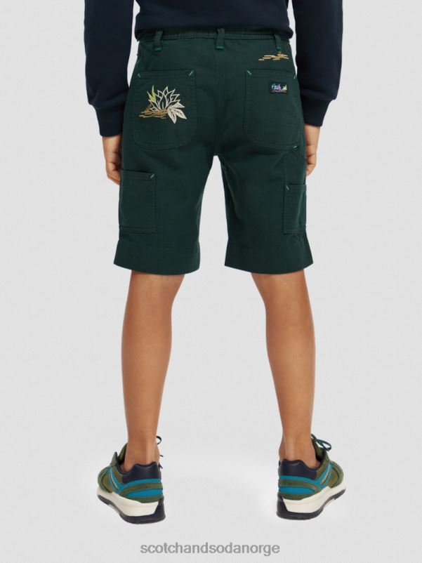 barn broderte kunstverk lin-blandet shorts skog N40XD807 klær Scotch & Soda