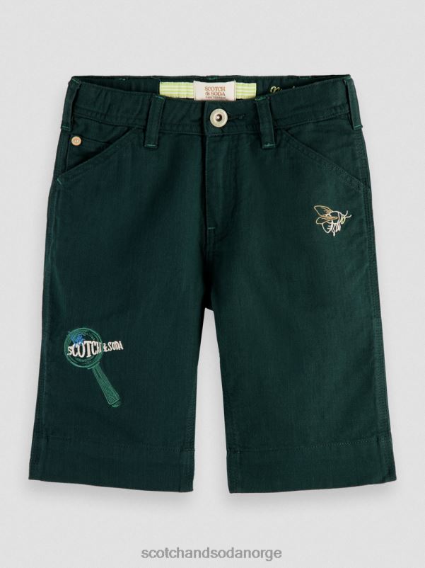 barn broderte kunstverk lin-blandet shorts skog N40XD807 klær Scotch & Soda