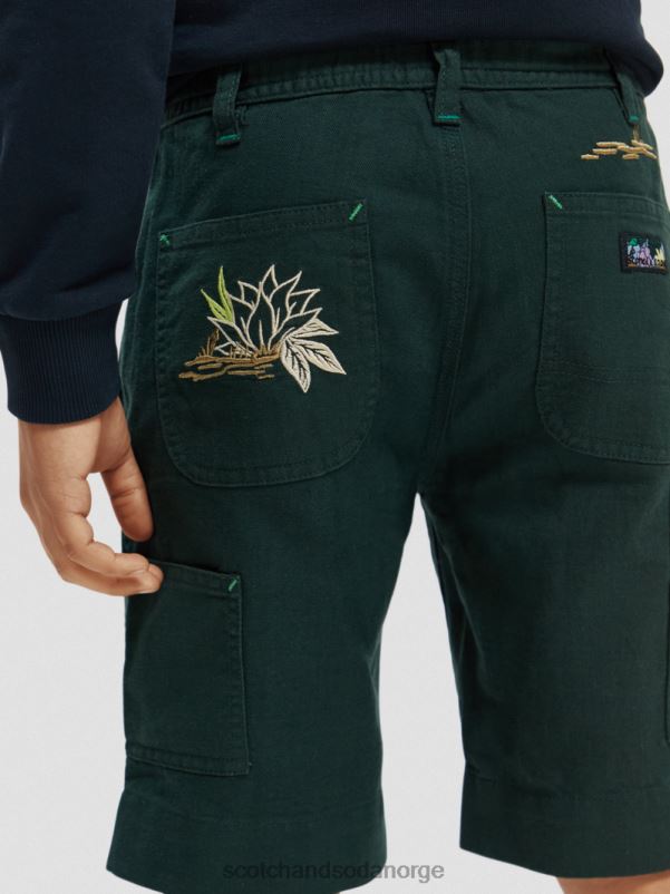 barn broderte kunstverk lin-blandet shorts skog N40XD807 klær Scotch & Soda
