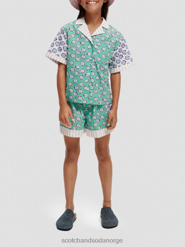 barn elastiske shorts med blandet trykk valmuefelt lappeteppe N40XD766 klær Scotch & Soda