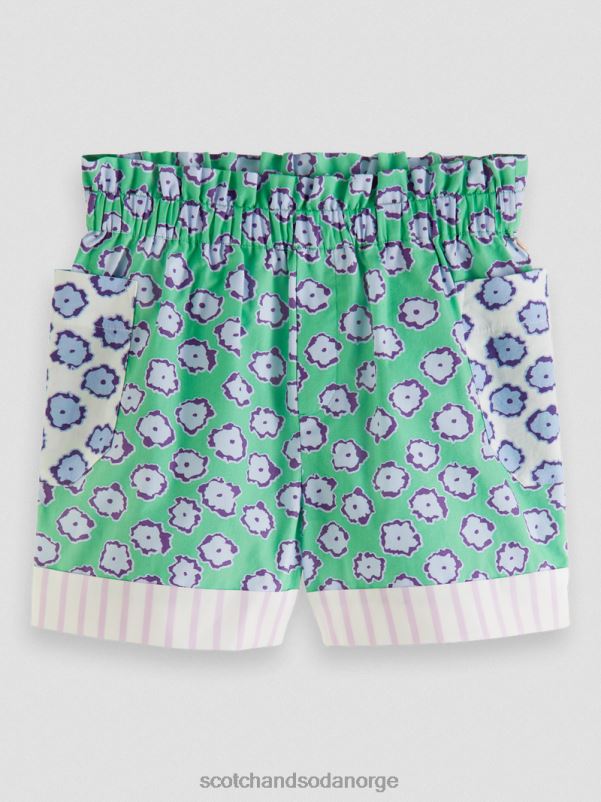 barn elastiske shorts med blandet trykk valmuefelt lappeteppe N40XD766 klær Scotch & Soda