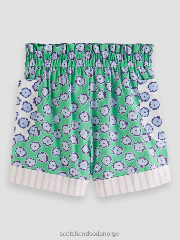 barn elastiske shorts med blandet trykk valmuefelt lappeteppe N40XD766 klær Scotch & Soda