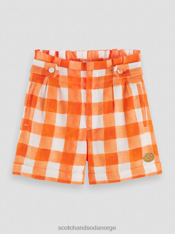 barn rutete high-rise shorts med brede ben papaya bistro sjekk N40XD768 klær Scotch & Soda