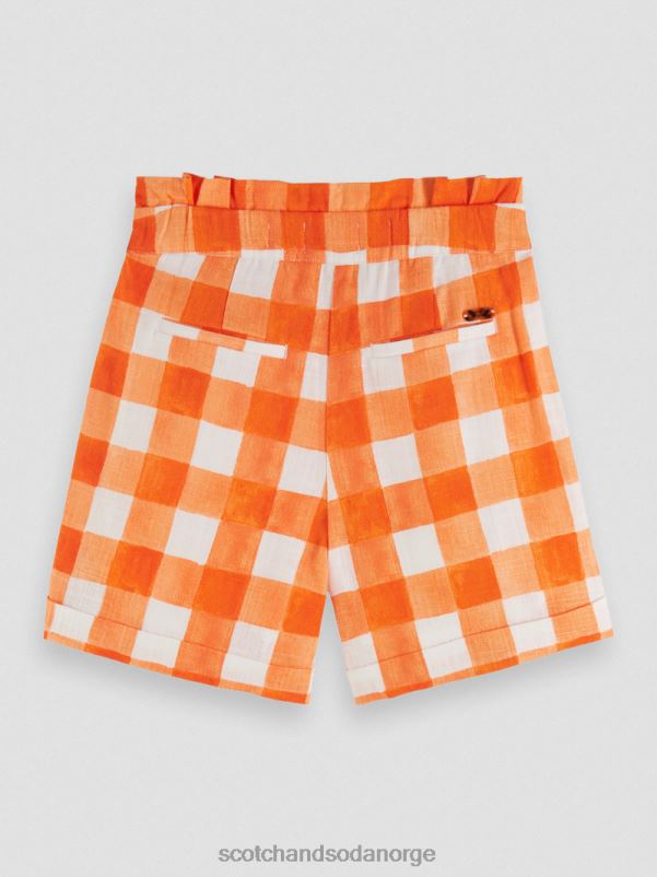 barn rutete high-rise shorts med brede ben papaya bistro sjekk N40XD768 klær Scotch & Soda