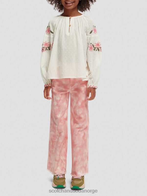 barn langermet blomsterbrodert skjorte vaniljeis N40XD739 klær Scotch & Soda