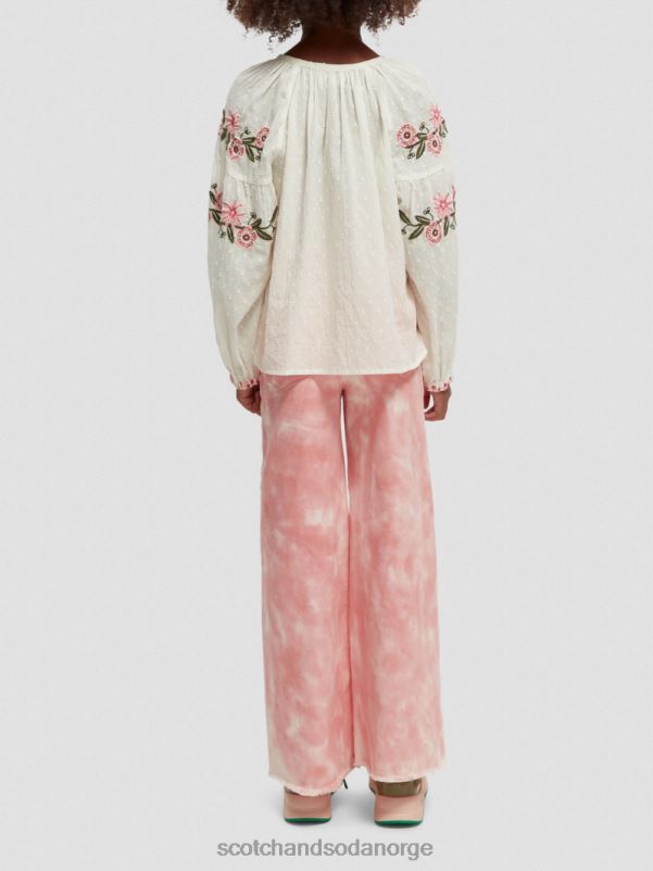barn langermet blomsterbrodert skjorte vaniljeis N40XD739 klær Scotch & Soda
