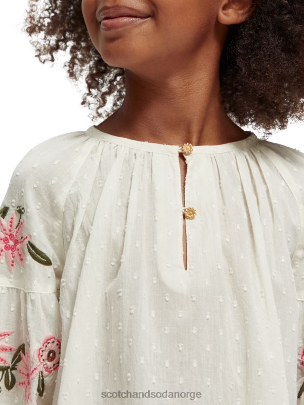 barn langermet blomsterbrodert skjorte vaniljeis N40XD739 klær Scotch & Soda