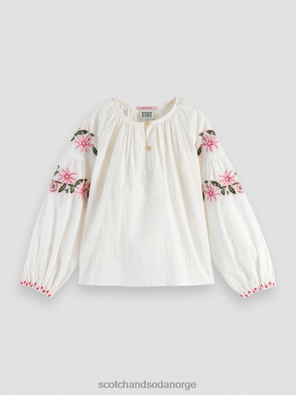 barn langermet blomsterbrodert skjorte vaniljeis N40XD739 klær Scotch & Soda