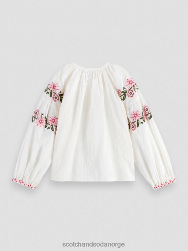 barn langermet blomsterbrodert skjorte vaniljeis N40XD739 klær Scotch & Soda