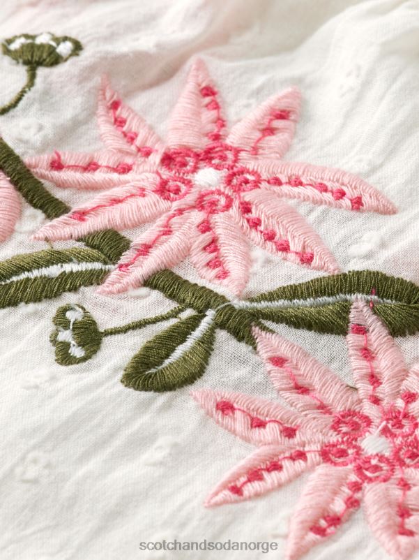 barn langermet blomsterbrodert skjorte vaniljeis N40XD739 klær Scotch & Soda