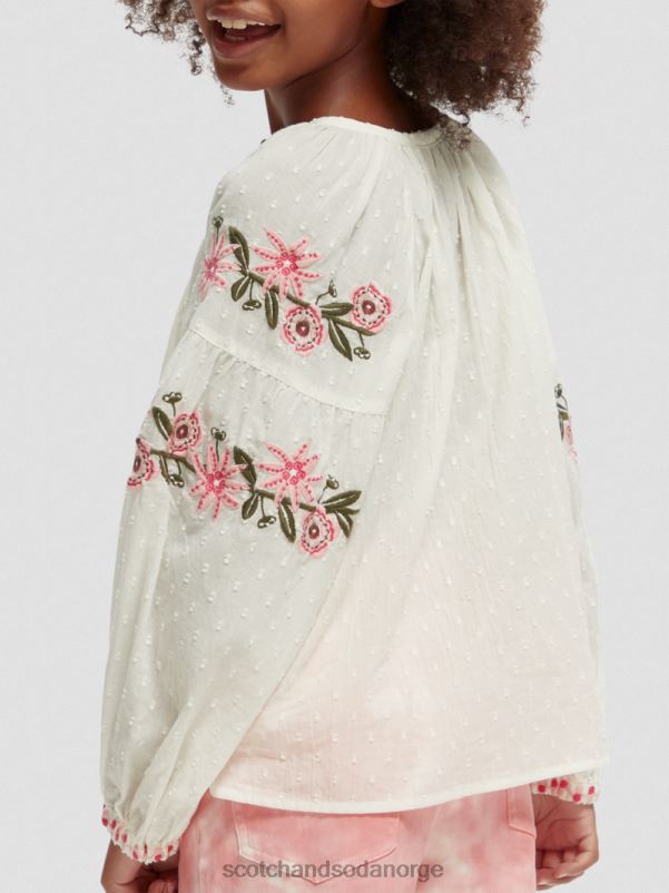 barn langermet blomsterbrodert skjorte vaniljeis N40XD739 klær Scotch & Soda