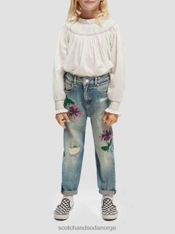 barn langermet smockskjorte off white N40XD740 klær Scotch & Soda