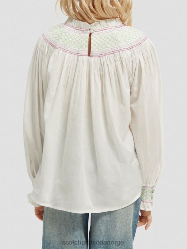 barn langermet smockskjorte off white N40XD740 klær Scotch & Soda
