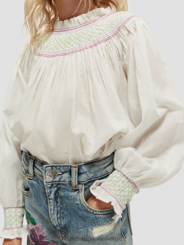 barn langermet smockskjorte off white N40XD740 klær Scotch & Soda