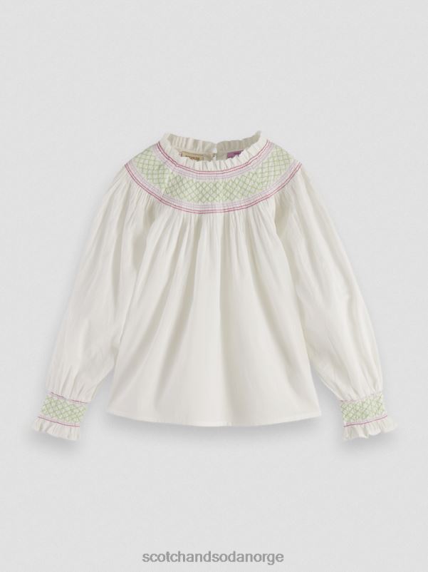 barn langermet smockskjorte off white N40XD740 klær Scotch & Soda