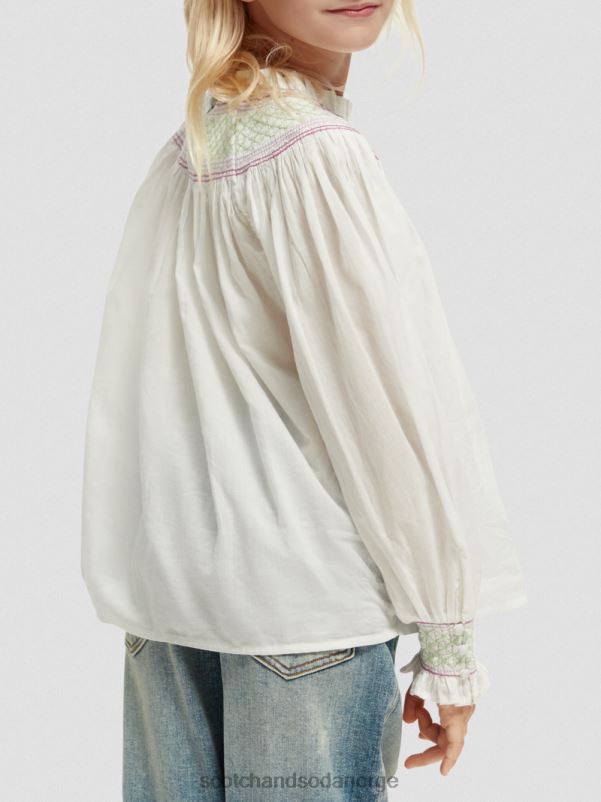 barn langermet smockskjorte off white N40XD740 klær Scotch & Soda