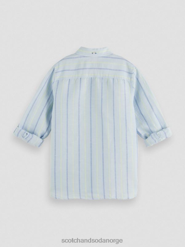 barn lin-blandet skjorte med ermejustering blå stripe N40XD800 klær Scotch & Soda