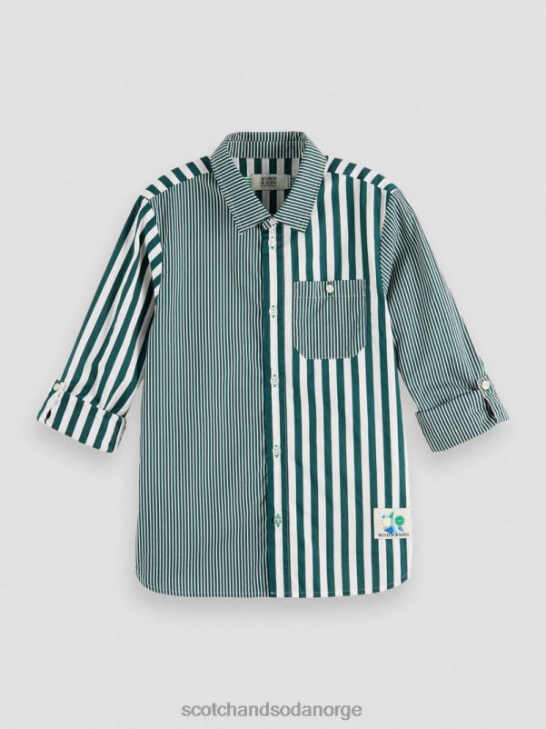 barn mix & match stripeskjorte med ermejustering grønn stripe N40XD797 klær Scotch & Soda