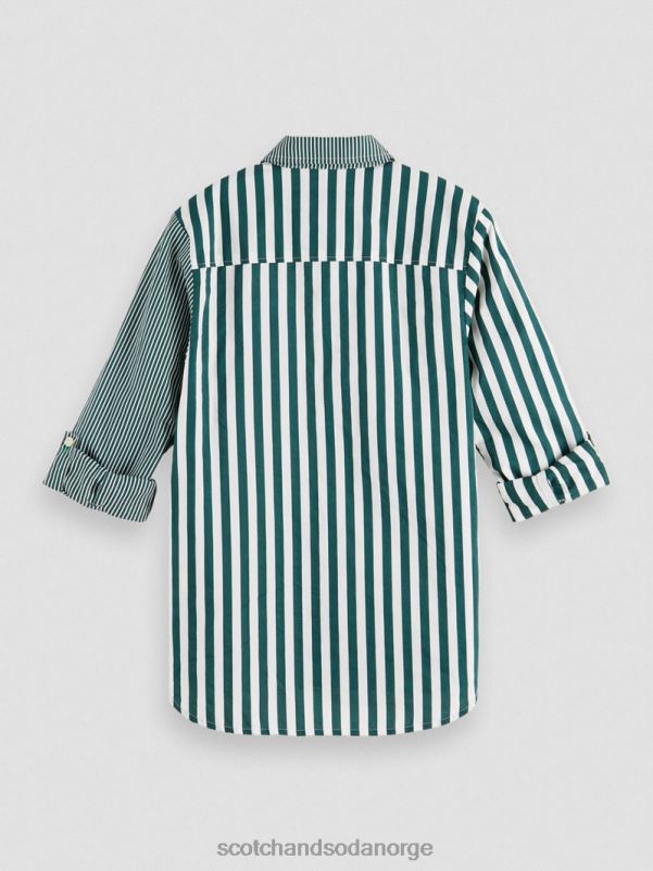 barn mix & match stripeskjorte med ermejustering grønn stripe N40XD797 klær Scotch & Soda