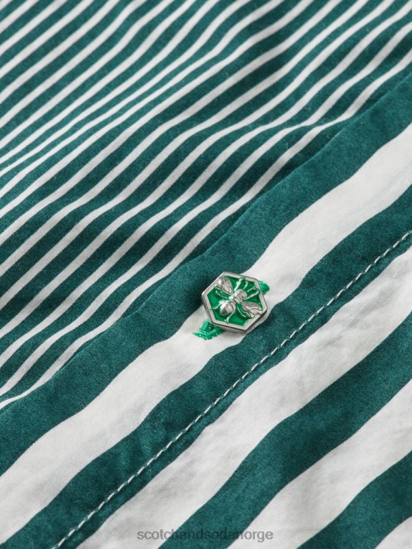 barn mix & match stripeskjorte med ermejustering grønn stripe N40XD797 klær Scotch & Soda