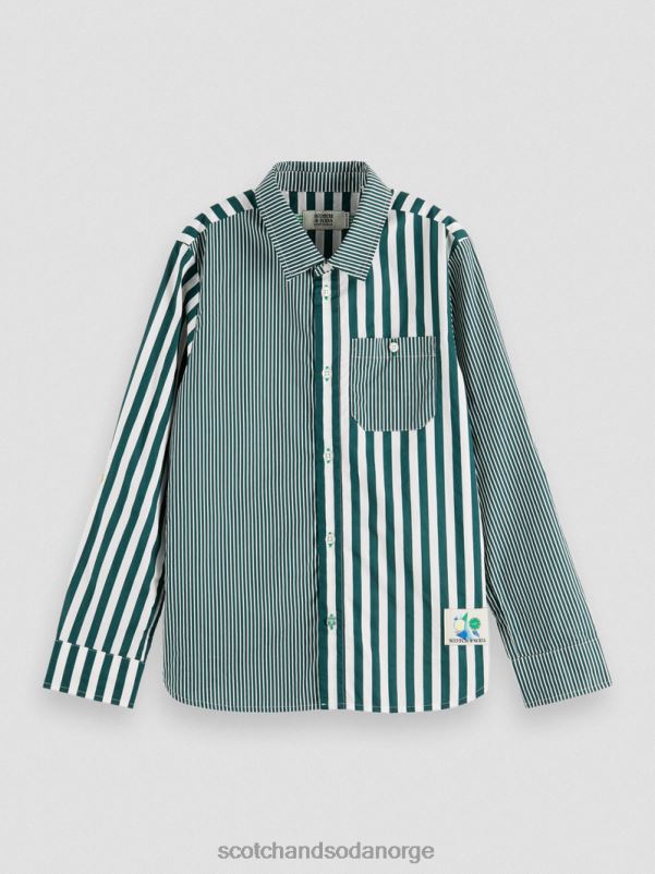 barn mix & match stripeskjorte med ermejustering grønn stripe N40XD797 klær Scotch & Soda
