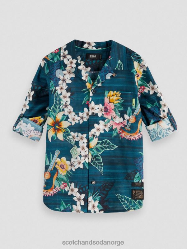 barn organisk langermet skjorte med trykk kombo d N40XD798 klær Scotch & Soda
