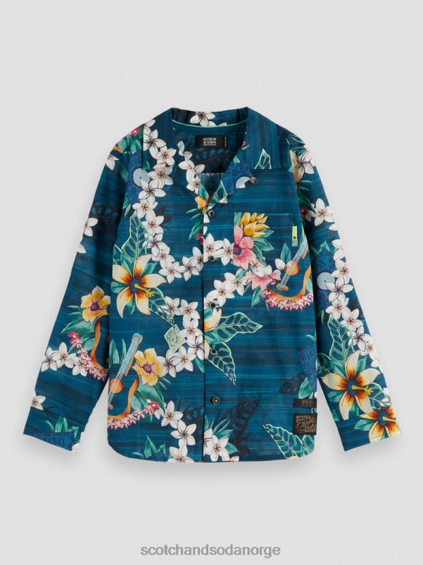 barn organisk langermet skjorte med trykk kombo d N40XD798 klær Scotch & Soda