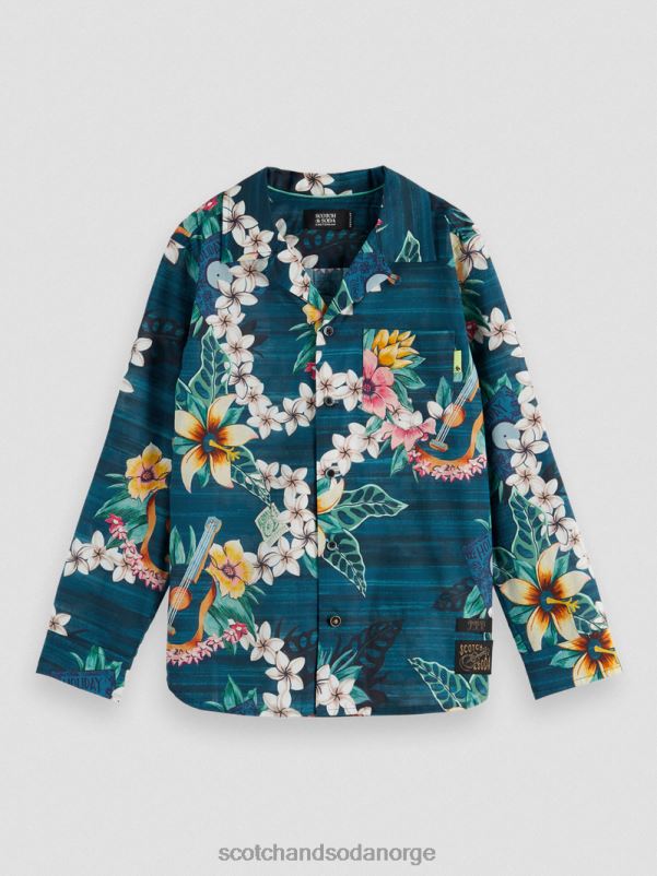 barn organisk langermet skjorte med trykk kombo d N40XD798 klær Scotch & Soda