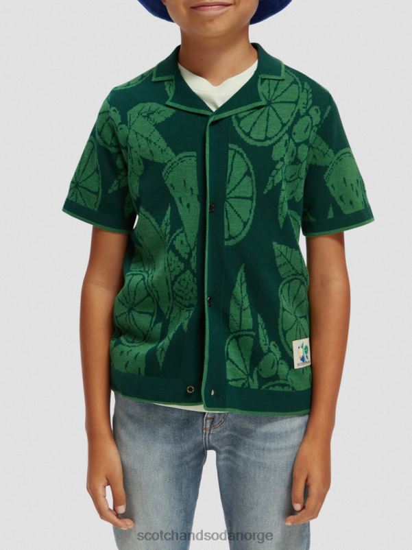 barn strikket leirskjorte i økologisk bomull frukt intarsia N40XD777 klær Scotch & Soda
