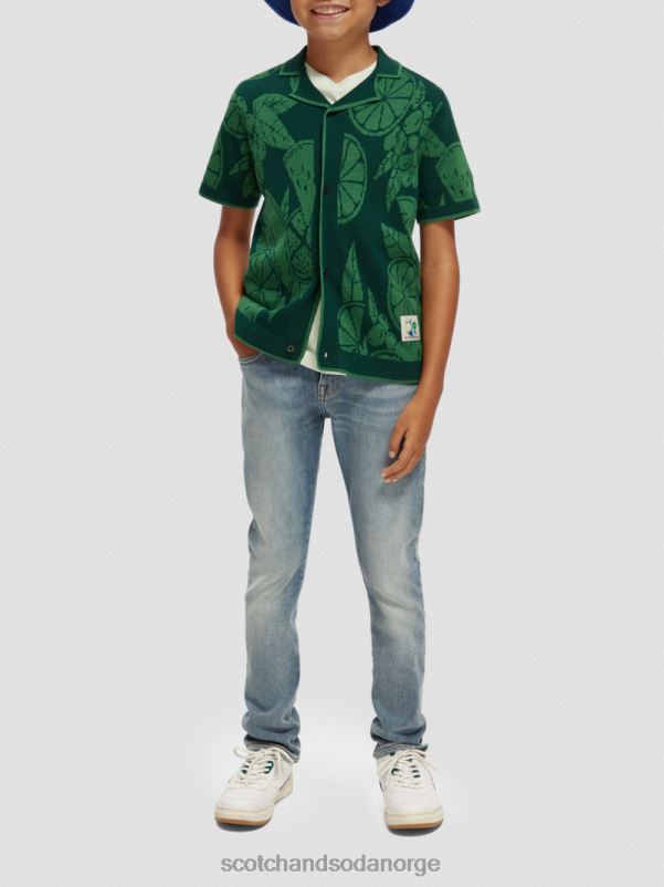 barn strikket leirskjorte i økologisk bomull frukt intarsia N40XD777 klær Scotch & Soda