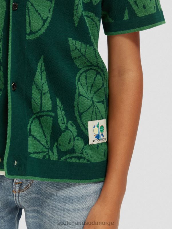 barn strikket leirskjorte i økologisk bomull frukt intarsia N40XD777 klær Scotch & Soda