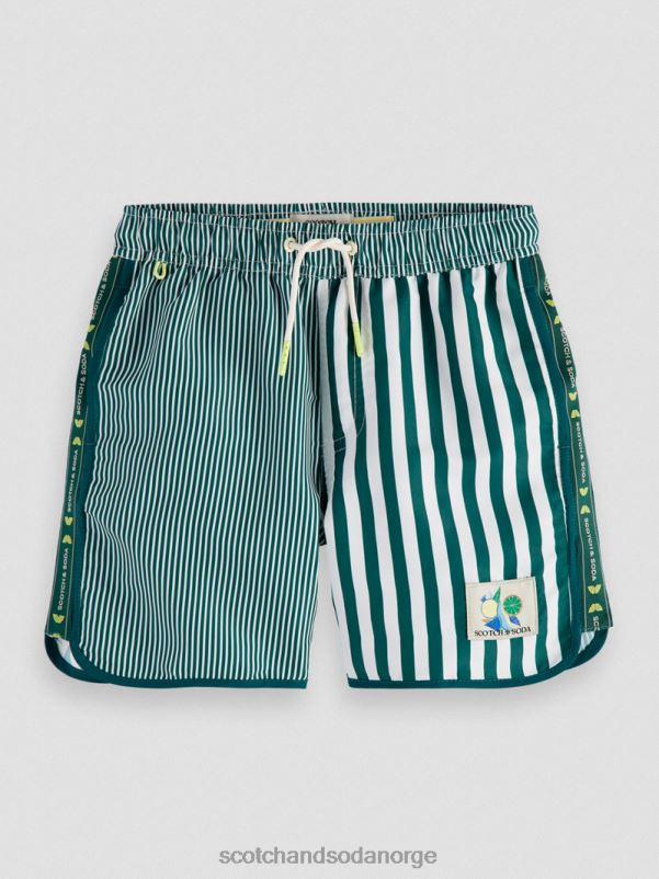 barn badeshorts med blandede striper grønn stripe N40XD811 klær Scotch & Soda