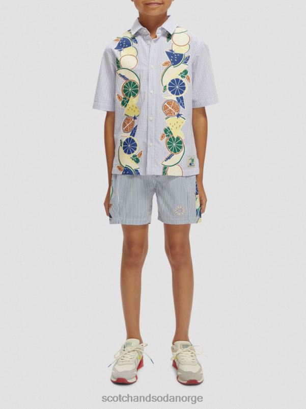 barn badeshorts med middels trykk med nålestriper seersucker stripe N40XD813 klær Scotch & Soda
